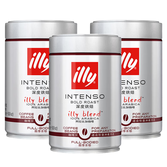 意利 意式黑咖啡 深烘咖啡豆250g*3罐