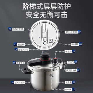 爱仕达 ASD 高压锅304不锈钢易开合5.5L压力锅燃气电磁炉通用YS22B1WJ1 