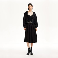 VEROMODA半身裙24秋百褶铆钉装饰腰带不规则半身裙324416015 黑色 165/68A/M