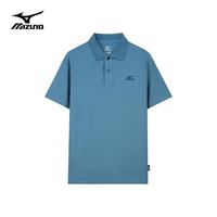美津浓 Mizuno户外短袖T恤男夏季透气干爽百搭半袖上衣Polo舒适休闲体恤 A2CA3125深湛蓝 L