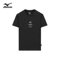 美津浓 Mizuno户外短袖T恤男夏季透气干爽百搭半袖上衣Polo舒适休闲体恤 A2CA3141魅影黑 XL