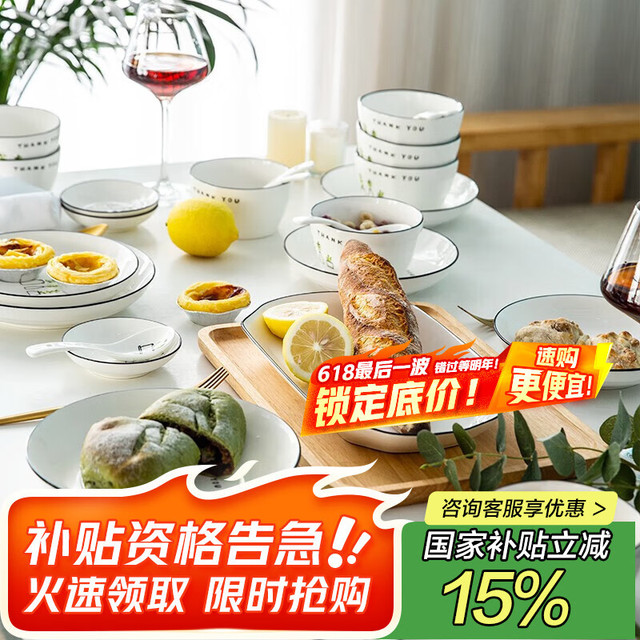 瓷魂 陶瓷餐具套装 36件套 春意