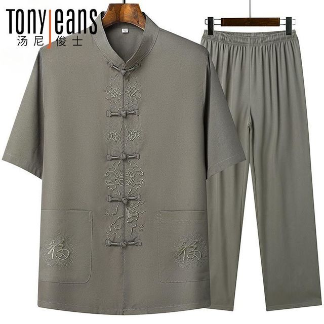 Tony Jeans 男士唐装短袖套装