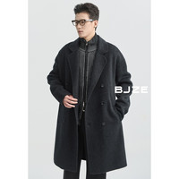 伯爵卓尔全羊毛双面呢大衣100%男中长款2024秋冬通勤男装外套 青灰 XL 180