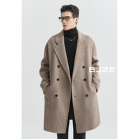 伯爵卓尔【清仓】全羊毛双面呢大衣100%男中长款2024秋冬通勤男装外套 青灰 M 170