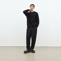 【慵懒毛衣】太平鸟男装 休闲毛衣春羊毛混纺柔软毛衫肌理毛衣潮 黑色(宽松) XXL