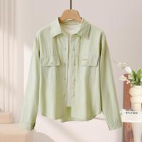 艾莱莹 女士宽松休闲翻领单排扣长袖衬衫 2025春季款