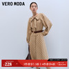 VERO MODA VEROMODA连衣裙春季气质可拆卸腰带格纹蝴蝶结衬衫裙女32417D003 C13浅卡其色加花色