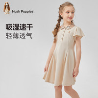 暇步士（Hush Puppies）童装女童甜美polo裙25夏大童学院风儿童速干连衣裙 浅沙灰  170 