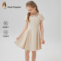 暇步士（Hush Puppies）童装女童甜美polo裙25夏大童学院风儿童速干连衣裙 浅沙灰  130 