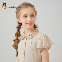 暇步士（Hush Puppies）童装女童甜美polo裙25夏大童学院风儿童速干连衣裙 浅沙灰  120 
