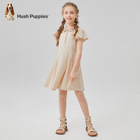 暇步士（Hush Puppies）童装女童甜美polo裙25夏大童学院风儿童速干连衣裙 浅沙灰  160