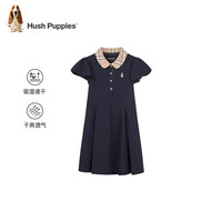 暇步士（Hush Puppies）童装女童甜美polo裙25夏大童学院风儿童速干连衣裙 藏蓝  160 
