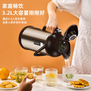山點水保温壶热水瓶家用大容量3.2L暖壶宿舍暖瓶开水瓶 【一键开盖款】 红色3.2L