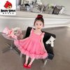 愤怒的小鸟 ANGRY BIRDS MUMUWU 木木屋 女童2023新款夏装花边无袖吊带裙网纱大裙摆公主裙儿童洋气连衣裙