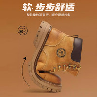 骆驼(CAMEL)王俊凯同款马丁靴男户外复古大黄靴王者凯甲系列登山工装鞋子 G13W136121R 驼色/咖啡 (加绒款) 44