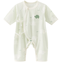 乖奇熊宝宝纯棉连体衣夏季七分袖睡衣婴儿哈衣无骨空调服新生儿和尚服