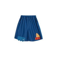 幼悠男童夏季连帽防晒衣宽松短裤印花背心积木系列套装潮 短裤宝蓝FN0145 100