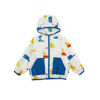 幼悠男童夏季连帽防晒衣宽松短裤印花背心积木系列套装潮 防晒衣宝蓝FN0148 100