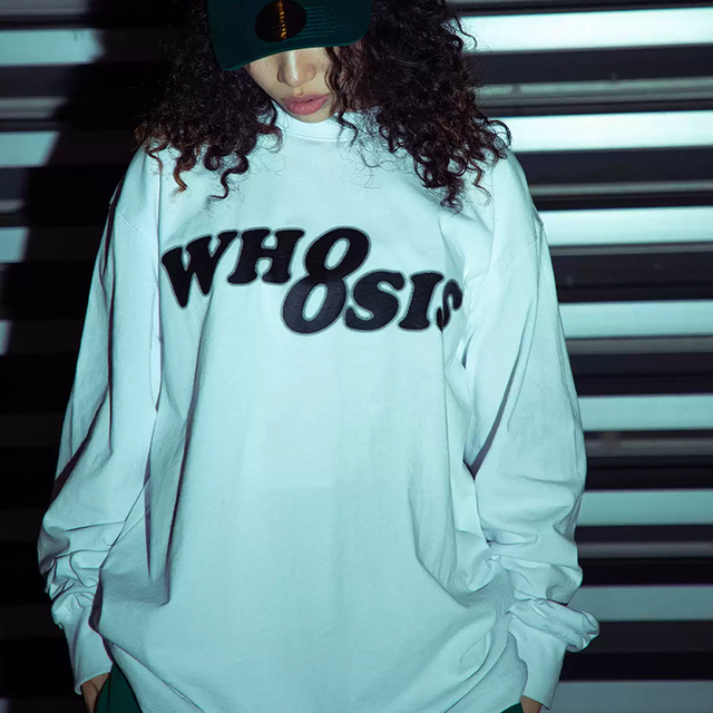 WHOOSIS 不知其名 男女情侣幻影logo长袖T恤