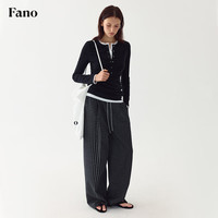 fano studios范洛Fano 松弛氛围感立体泡泡棉格纹斜条裤绳松紧腰休闲裤女春季