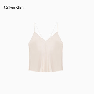 Calvin Klein内衣25春夏新款女士顺滑桑蚕丝ck性感V领系带家居吊带背心QS7363 101-