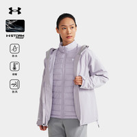 安德玛户外登山三合一冲锋衣女2025春季旅游保暖棉内胆防水夹克 漫暮黑 XS