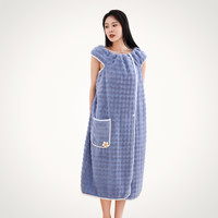 宜朵 A类7A抗菌长款泡泡绒浴裙-冰蓝