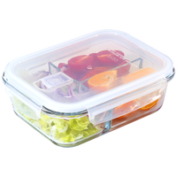 CCKO保鲜盒微波炉加热饭盒玻璃专用密封盒上班族专用碗水果便当 圆形保鲜盒