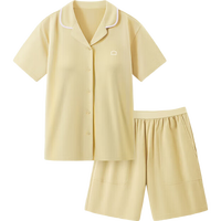 蕉内【周冬雨同款】301H女士睡衣纯棉春夏带杯短袖短裤翻领家居服套装