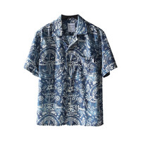 腔调十足! 波西米亚风! 古巴领设计!夏季男士外贸时尚短袖衬衫 一群猫可爱5275C L