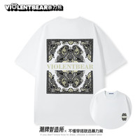 暴力熊短袖2025夏季t恤男潮流宽松潮牌上衣男生衣服男装打底衣衫半袖 陨石灰 S