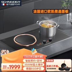 施耐德 法国SCHNEIDER电磁炉凹面双灶台式嵌入智能电陶炉家用大功率爆炒