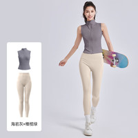 VICTORIATOURIST运动套装女修身透气显瘦立领无袖紧身上衣跑步健身瑜伽套装