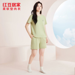 红豆男装 20点开始：红豆 情侣款睡衣 纯棉抑菌家居服套装