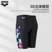阿瑞娜arena及膝游泳裤速干抗氯防尴尬训练专业高弹AS5SWZ20M 黑色  XL XL (175)