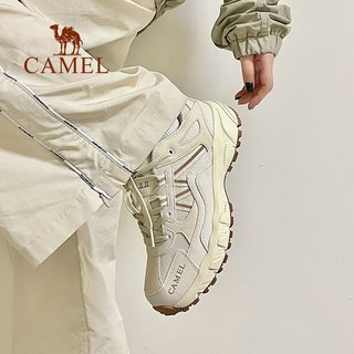 CAMEL骆驼盘龙登山鞋女防滑夏季户外透气网面耐磨轻便运动鞋男徒步鞋子 FB22236784T，漂白/桃粉，女 38