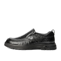 森达休闲皮鞋男2025春牛皮复古一脚蹬休闲鞋JDZ16AM5 黑色 41