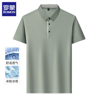罗蒙（ROMON）冰丝短袖t恤男士2025夏季翻领polo衫休闲爸爸半袖体恤上衣 砖红 3XL