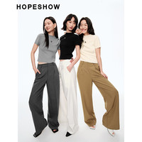 红袖柔软显瘦针织衫春季2024新款女装 玫瑰装饰设计感H型圆领短袖上衣