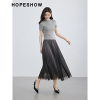 红袖柔软显瘦针织衫春季2024女装 玫瑰装饰设计感H型圆领短袖上衣 黑050 M