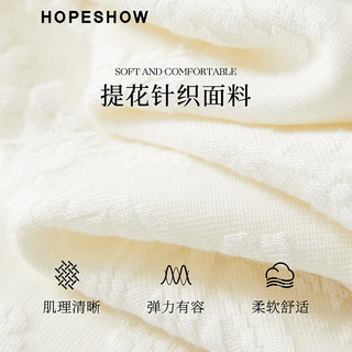 红袖甜美提花短袖T恤2025春季女装肌理感收腰圆领轻熟气质上衣 米白004 XL