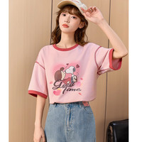 【关晓彤同款&史努比联名款】唐狮2025夏季女短袖T恤纯棉宽松穿搭 4 S