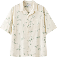 森马(Semir)短袖衬衫男国风竹叶满印衬衣25夏装休闲上衣109325104106
