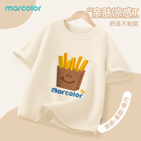 马卡乐 MarColor4新款夏季短袖男女童纯棉T恤儿童速干长裤夏季薄款运动休闲裤 L薯条米黄 (纯棉短袖) 150