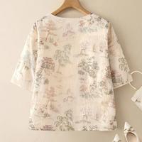 【新中式国风衬衫】2025夏装新女士复古圆领显瘦气质绣花衬衣