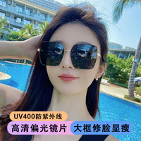 目奢 时尚 UV400偏光太阳镜 黑框