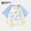 MINI PEPCO小猪班纳童装女童短袖t恤儿童夏季洋气插肩袖小女孩宽松纯棉半袖 浅蓝云朵兔 100