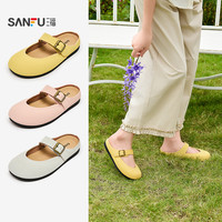三福单鞋女韩系夏天一脚蹬不累脚平底鞋玛丽珍女鞋半拖鞋2025 灰色 40