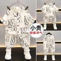小排靓 男童夏季衬衫套装2024新款痞帅洋气儿童夏天短袖长裤宝宝夏装衣服